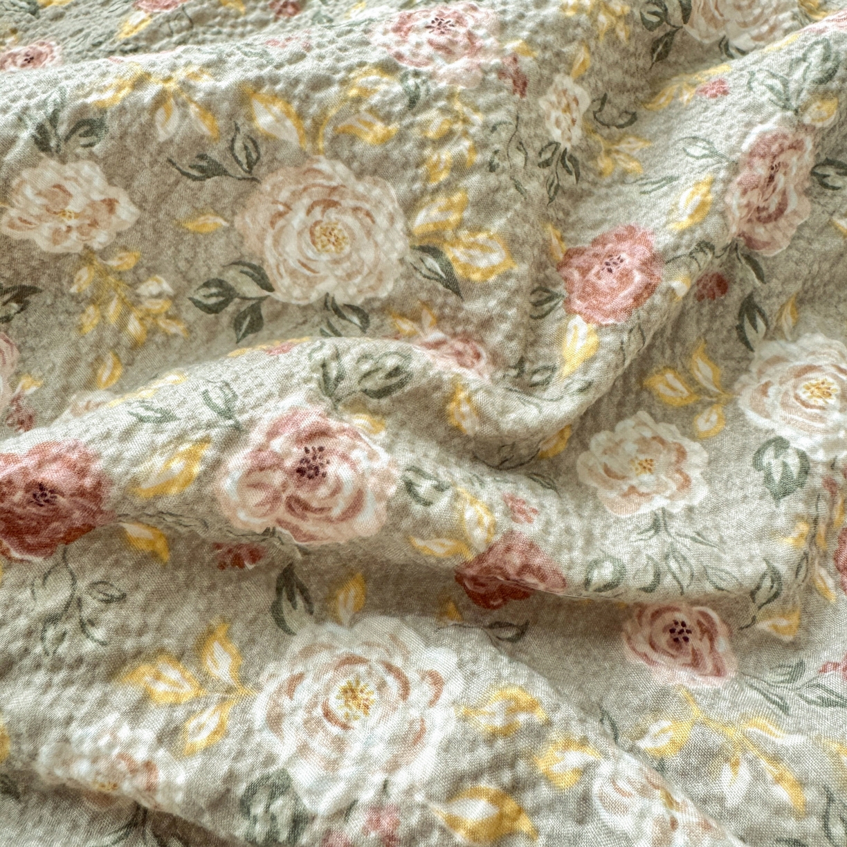 91家纺网 家纺一手货源 找家纺 禾沐 2026新款云感泡芙棉床盖夏被四件套AA款（夏被款） 复古花