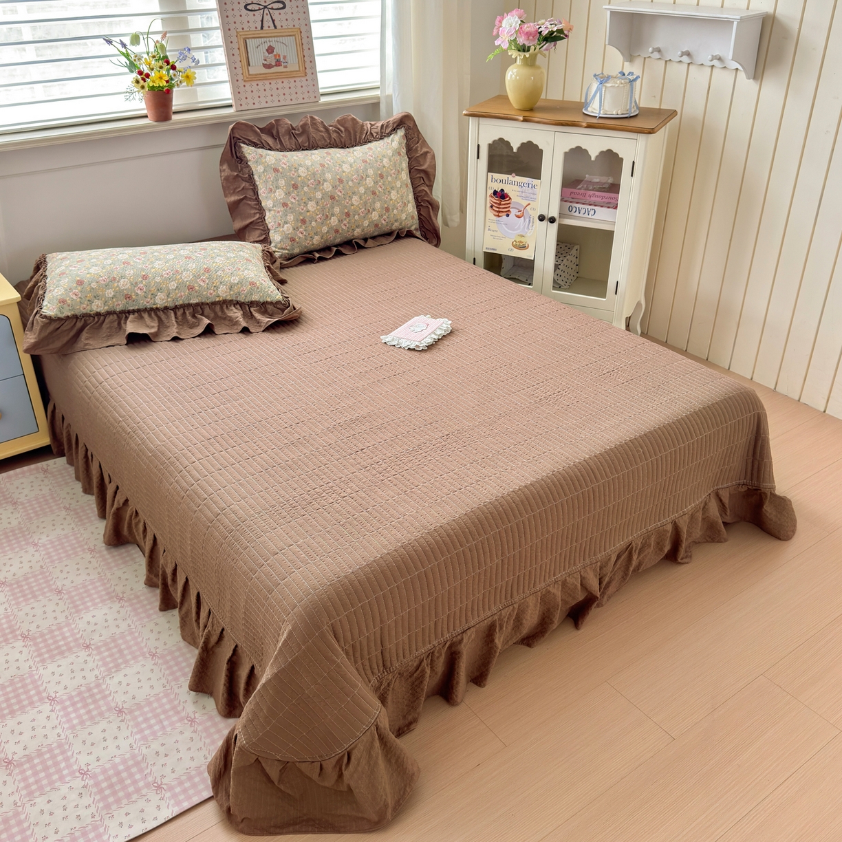 91家纺网 家纺一手货源 找家纺 禾沐 2026新款云感泡芙棉床盖夏被四件套AA款（夏被款） 复古花