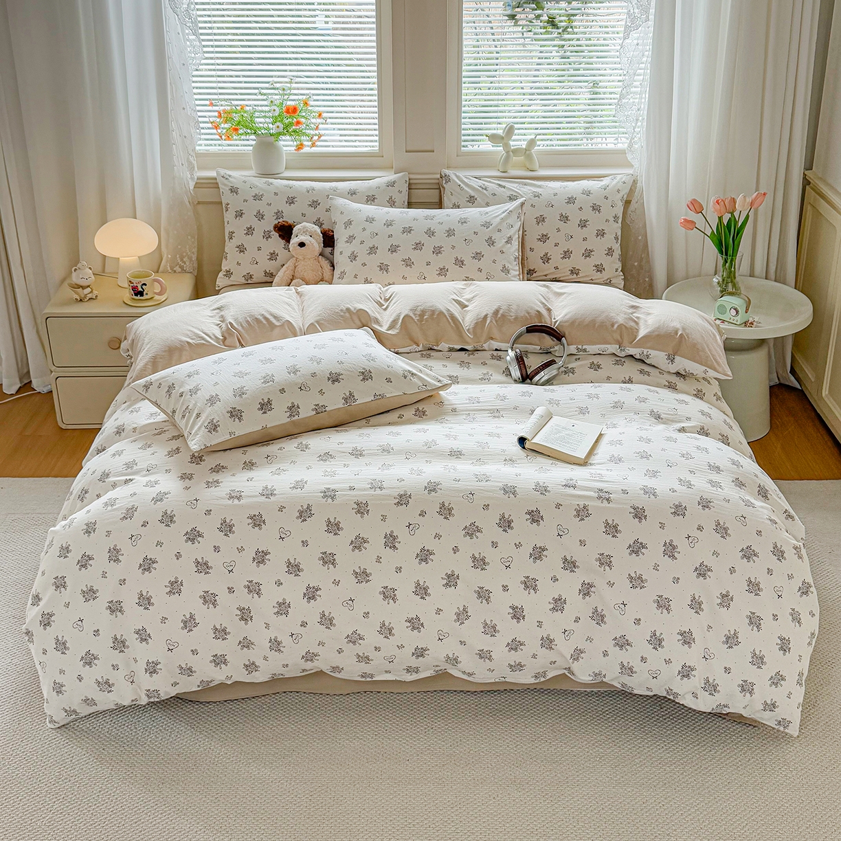 91家纺网 家纺一手货源 找家纺 铭浩家纺 2026春夏新款A类古法水洗云朵四件套 晚风柔情