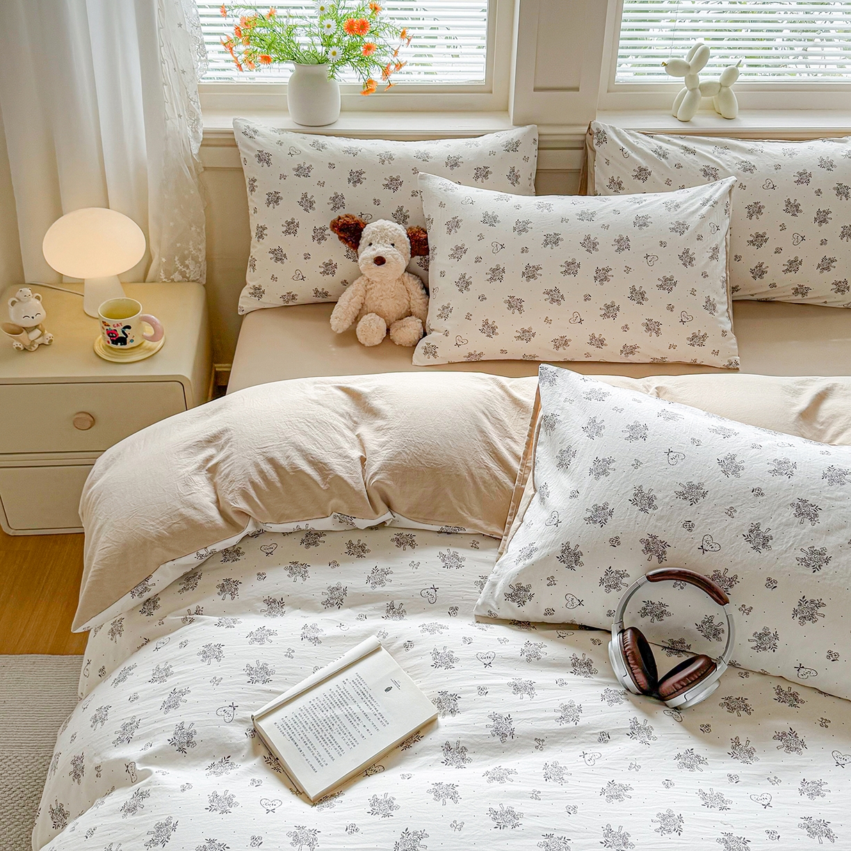 91家纺网 家纺一手货源 找家纺 铭浩家纺 2026春夏新款A类古法水洗云朵四件套 晚风柔情