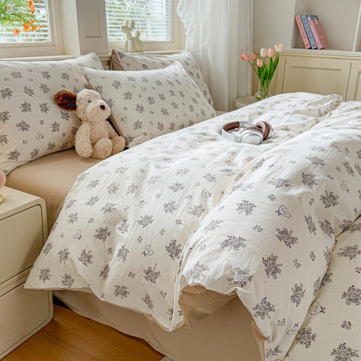 91家纺网 家纺一手货源 找家纺 铭浩家纺 2026春夏新款A类古法水洗云朵四件套 晚风柔情