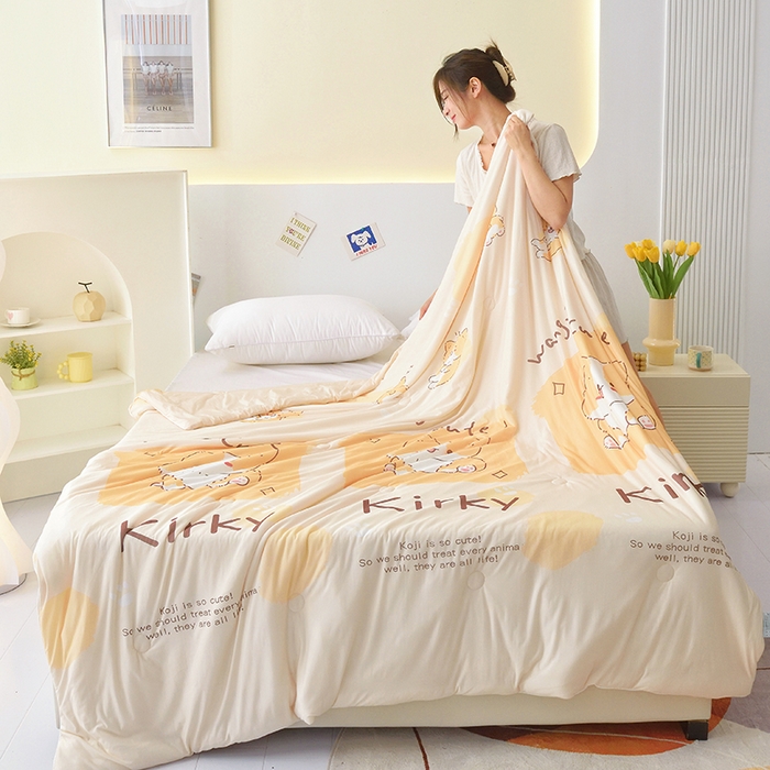 91家纺网 家纺一手货源 找家纺 佳鸿家纺 2026新款冰淇凌夏凉被凉感丝加氨卡通夏被空调被冷感薄被子单双人床可机洗 嘟嘟狗