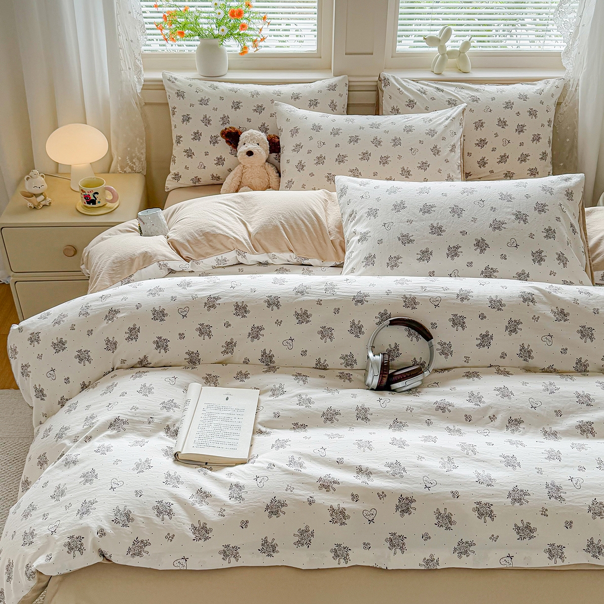 91家纺网 家纺一手货源 找家纺 铭浩家纺 2026春夏新款A类古法水洗云朵四件套 晚风柔情