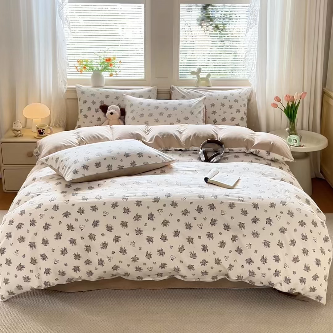 91家纺网 家纺一手货源 找家纺 铭浩家纺 2026春夏新款A类古法水洗云朵四件套 晚风柔情