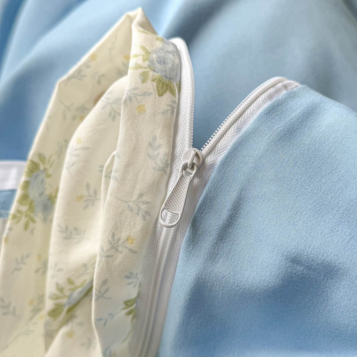 91家纺网 家纺一手货源 找家纺 铭浩家纺 2026春夏新款A类古法水洗云朵四件套 雾里浅花