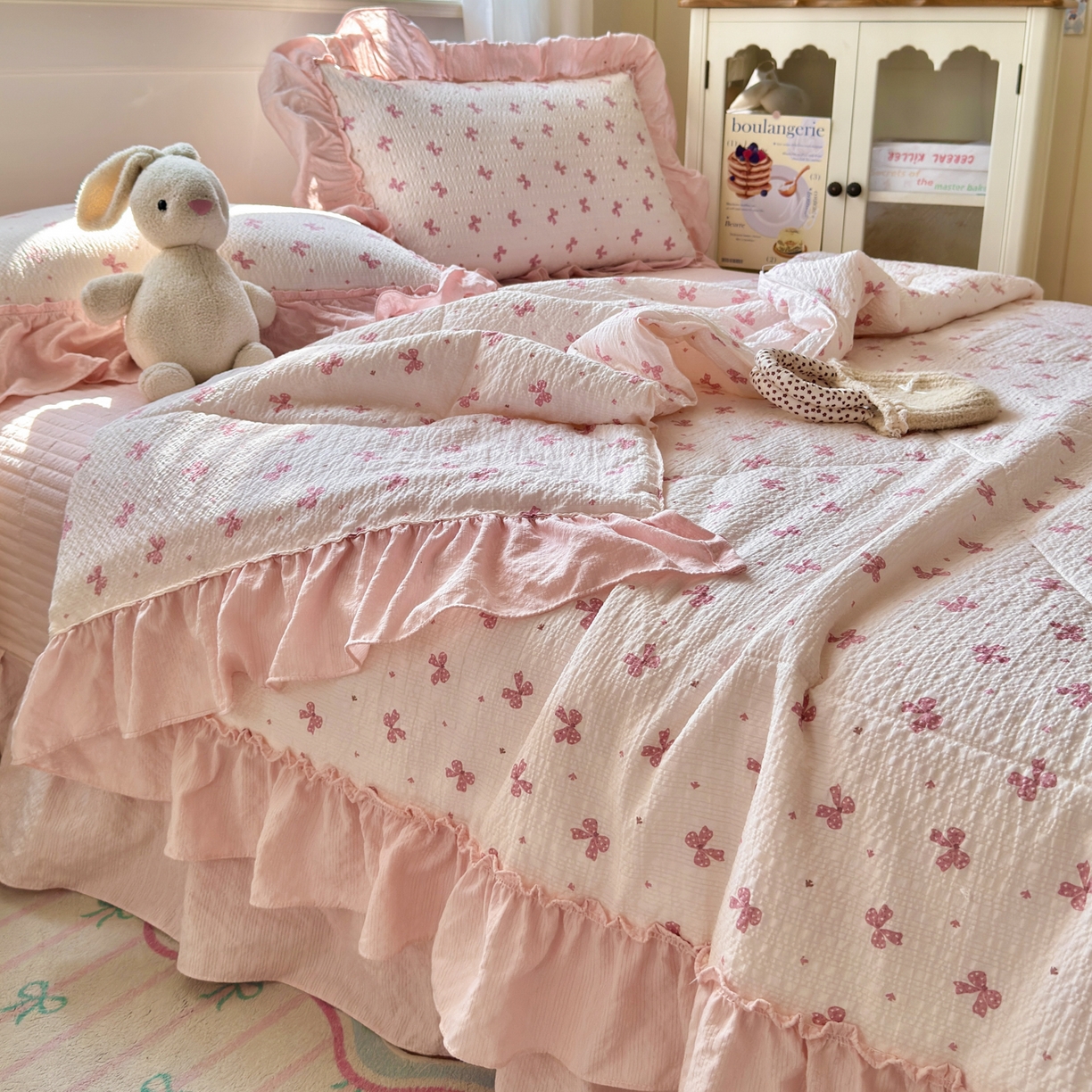 91家纺网 家纺一手货源 找家纺 禾沐 2026新款云感泡芙棉床盖夏被四件套AA款（夏被款） 若梦