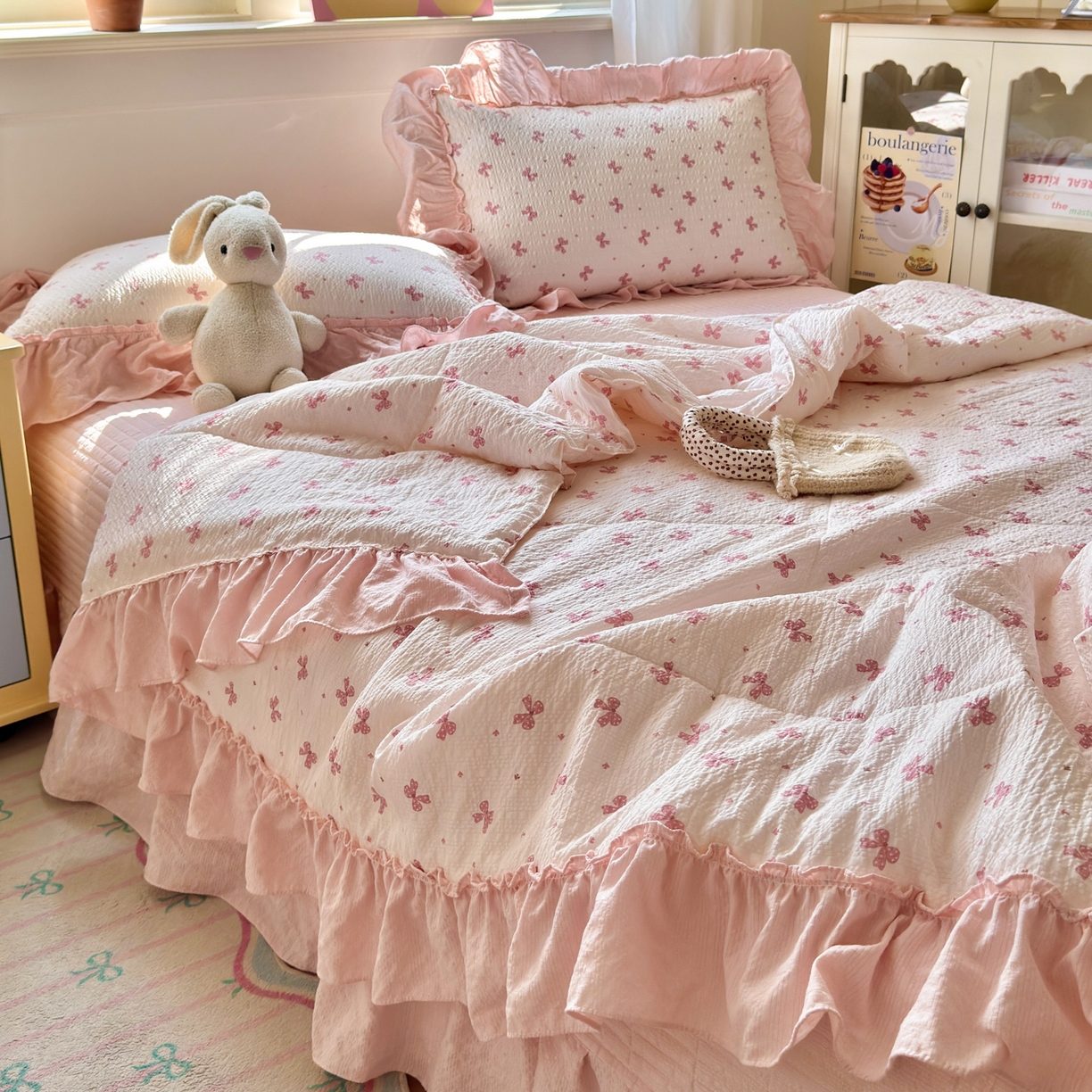 91家纺网 家纺一手货源 找家纺 禾沐 2026新款云感泡芙棉床盖夏被四件套AA款（夏被款） 若梦