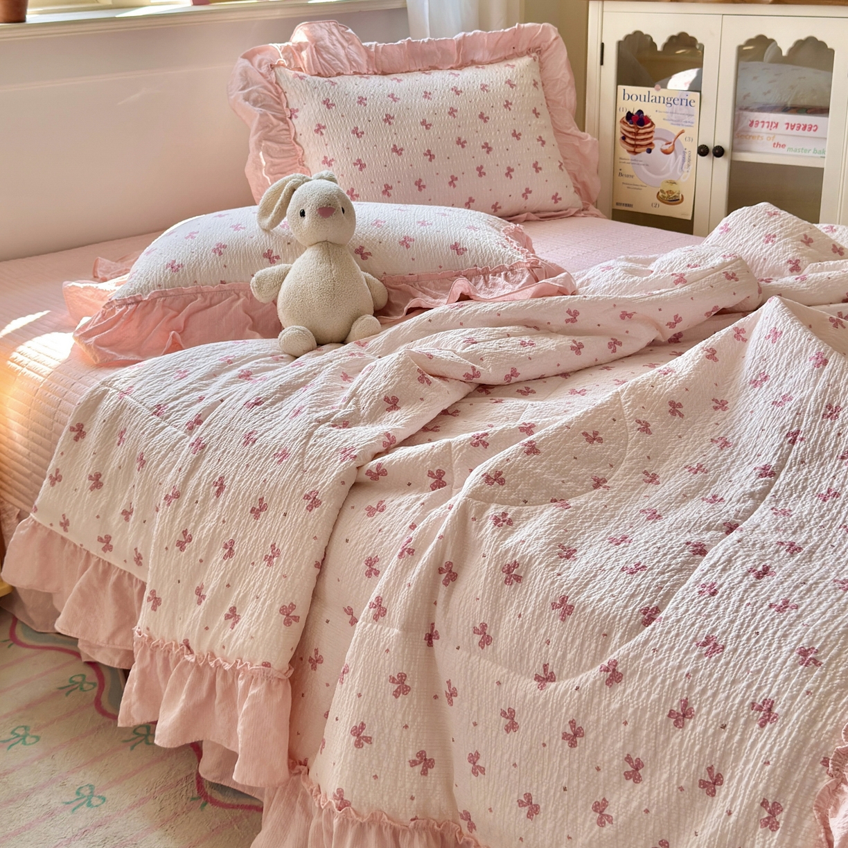 91家纺网 家纺一手货源 找家纺 禾沐 2026新款云感泡芙棉床盖夏被四件套AA款（夏被款） 若梦