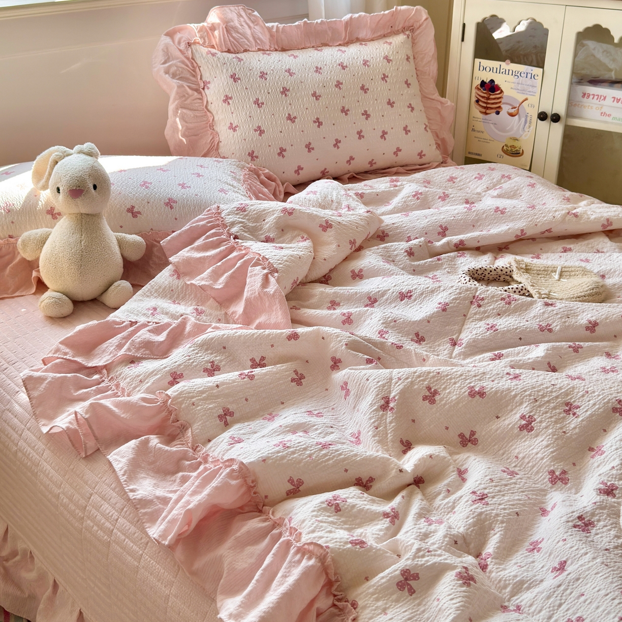 91家纺网 家纺一手货源 找家纺 禾沐 2026新款云感泡芙棉床盖夏被四件套AA款（夏被款） 若梦