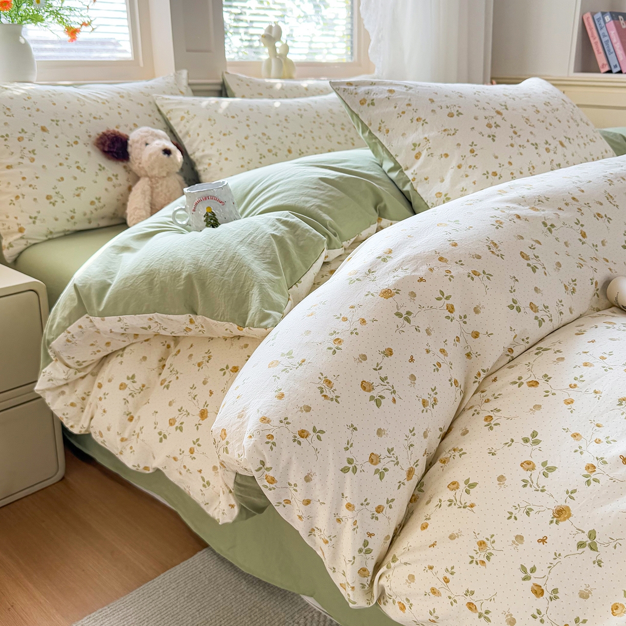 铭浩家纺 2026春夏新款A类古法水洗云朵四件套 香湘