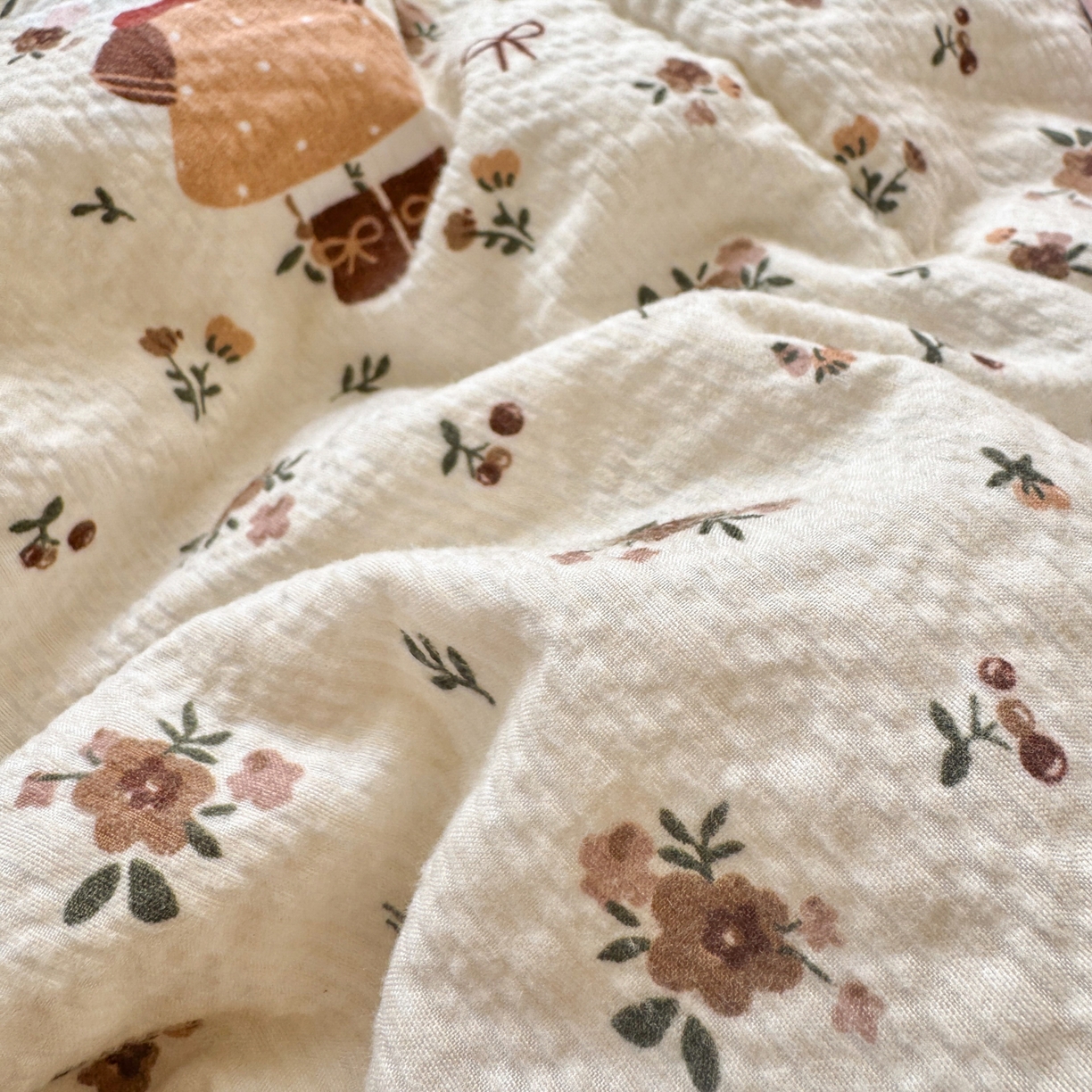 91家纺网 家纺一手货源 找家纺 禾沐 2026新款云感泡芙棉床盖夏被四件套AA款（夏被款） 田园兔