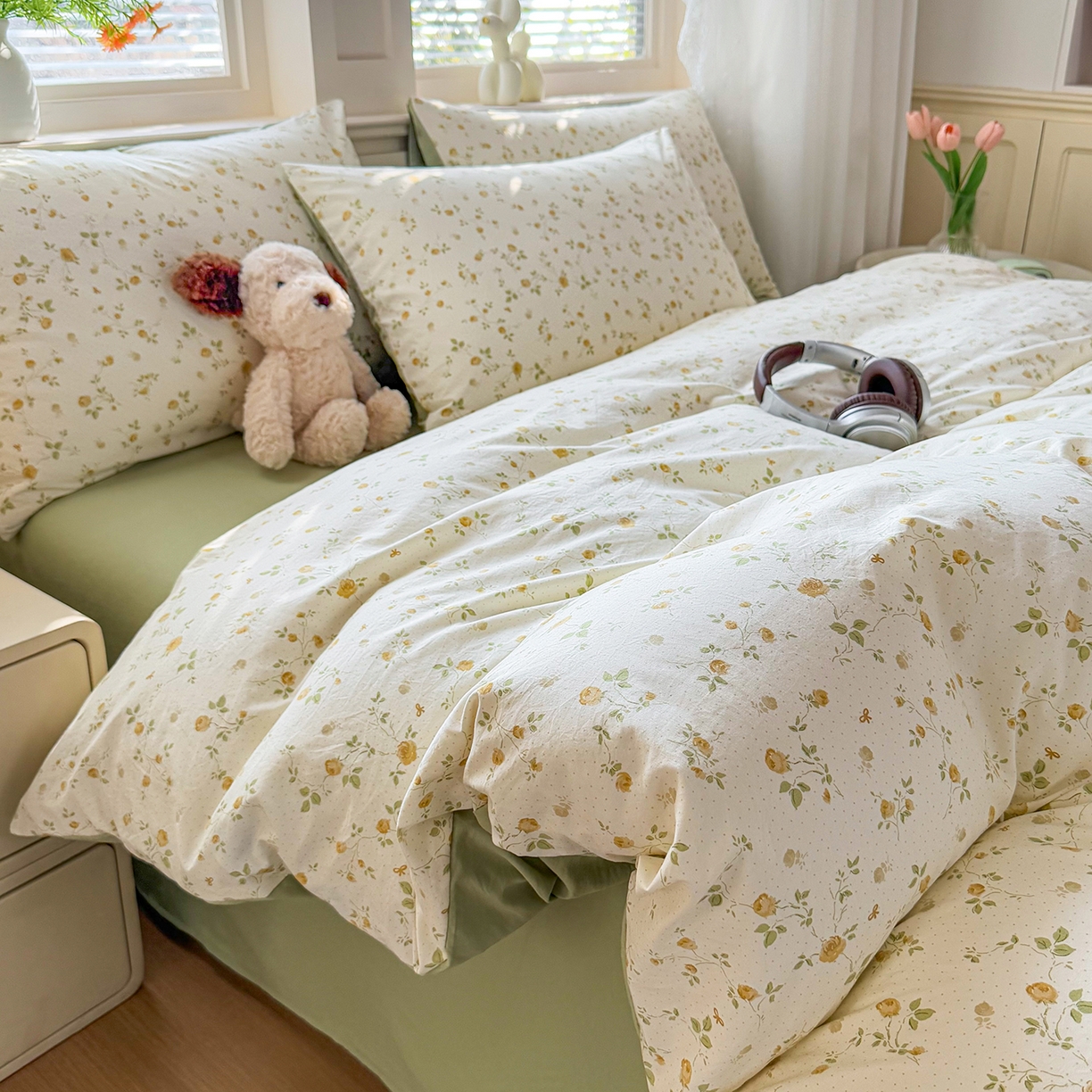 91家纺网 家纺一手货源 找家纺 铭浩家纺 2026春夏新款A类古法水洗云朵四件套 香湘