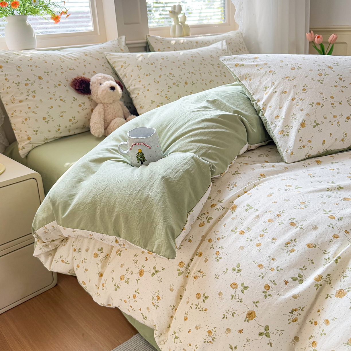 91家纺网 家纺一手货源 找家纺 铭浩家纺 2026春夏新款A类古法水洗云朵四件套 香湘