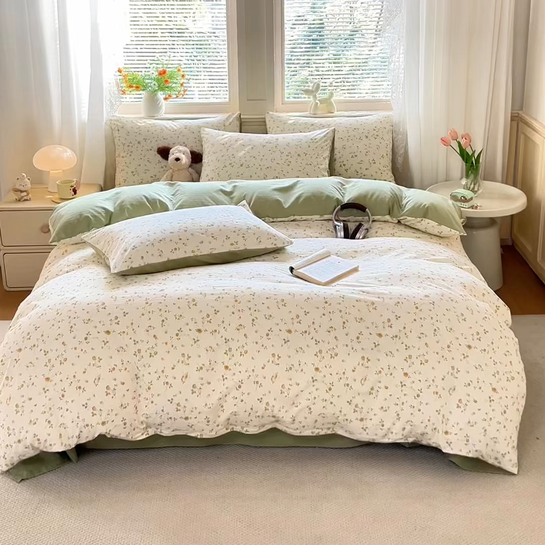 91家纺网 家纺一手货源 找家纺 铭浩家纺 2026春夏新款A类古法水洗云朵四件套 香湘