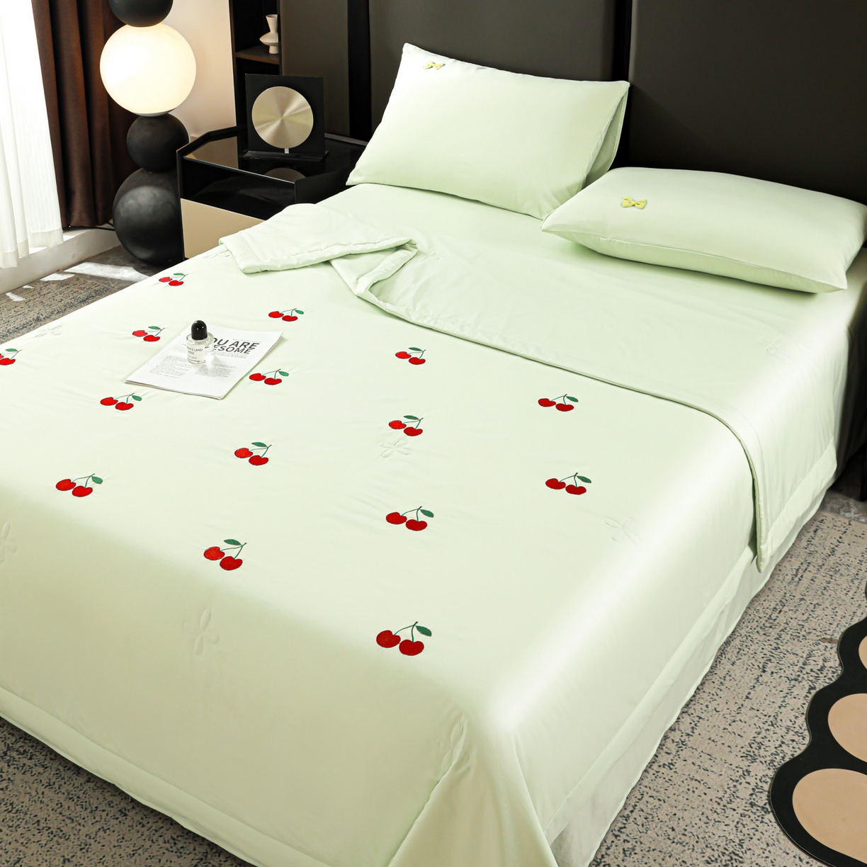 91家纺网 家纺一手货源 找家纺 （总）佳鸿家纺 2026新款A类凉感冰柔丝刺绣手包边夏凉被夏被四件套 提供质检报告