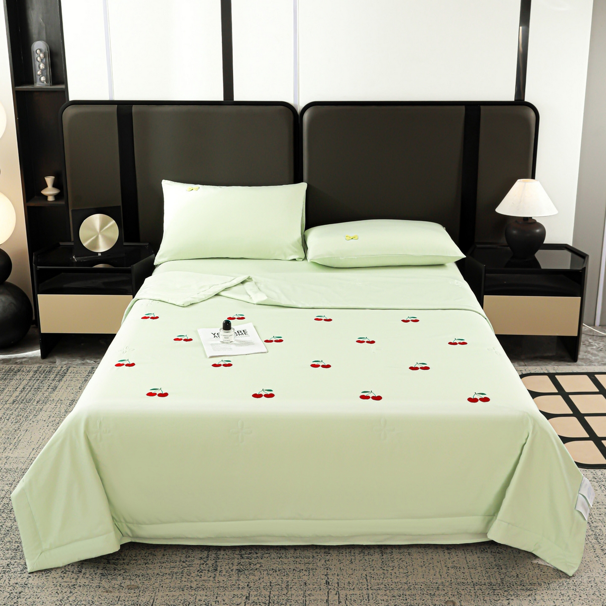 91家纺网 家纺一手货源 找家纺 （总）佳鸿家纺 2026新款A类凉感冰柔丝刺绣手包边夏凉被夏被四件套 提供质检报告