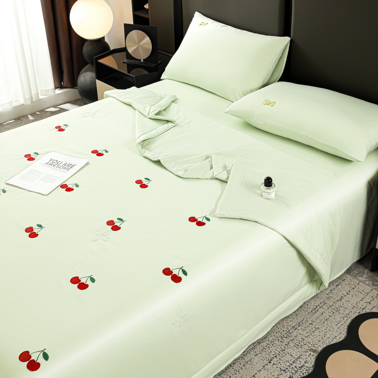 91家纺网 家纺一手货源 找家纺 （总）佳鸿家纺 2026新款A类凉感冰柔丝刺绣手包边夏凉被夏被四件套 提供质检报告