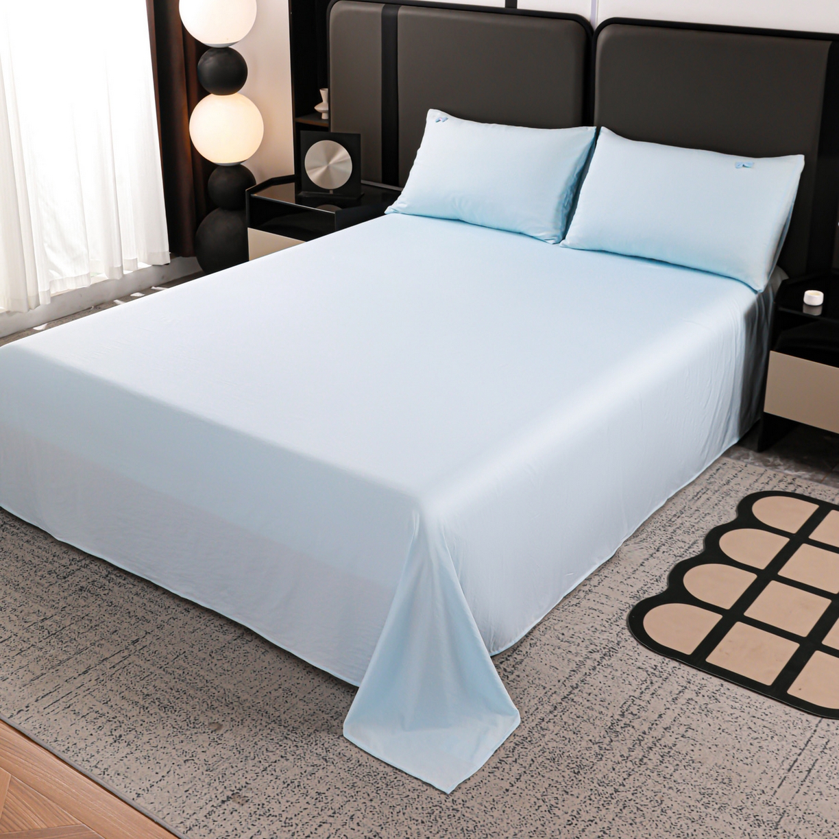 91家纺网 家纺一手货源 找家纺 佳鸿家纺 2026新款A类凉感冰柔丝刺绣手包边夏凉被夏被四件套 提供质检报告 冰蓝kt