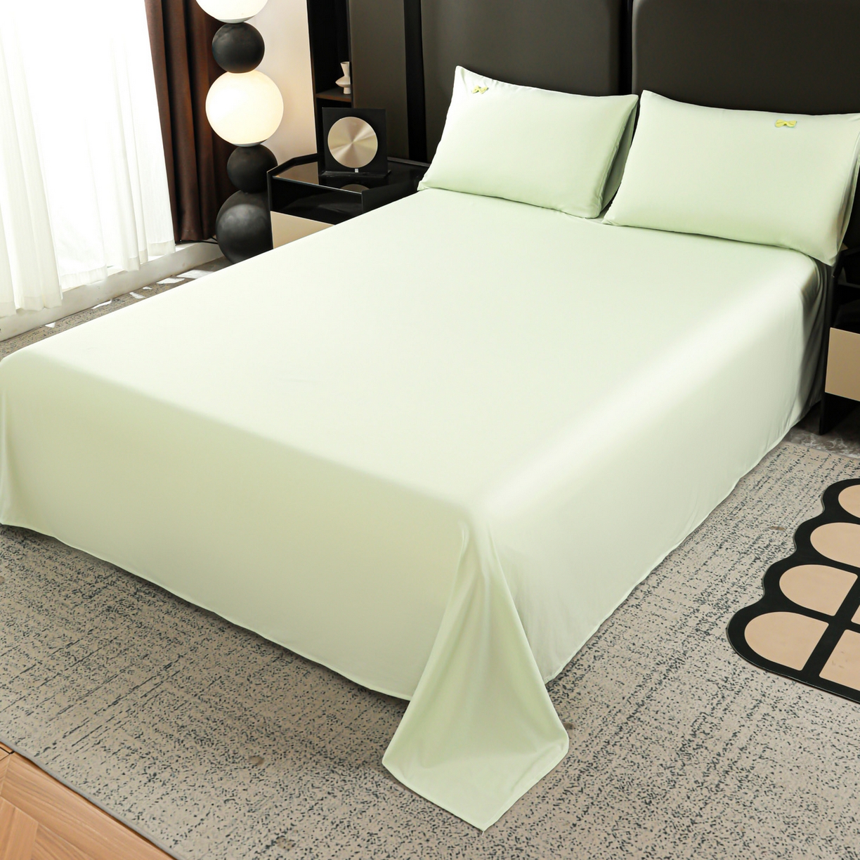 91家纺网 家纺一手货源 找家纺 佳鸿家纺 2026新款A类凉感冰柔丝刺绣手包边夏凉被夏被四件套 提供质检报告 薄荷樱桃