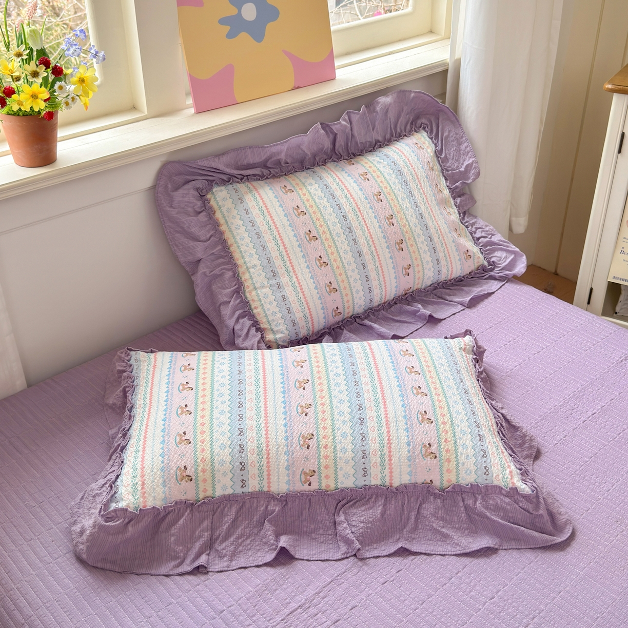 91家纺网 家纺一手货源 找家纺 禾沐 2026新款云感泡芙棉床盖夏被四件套AA款（夏被款） 甜心木马卷