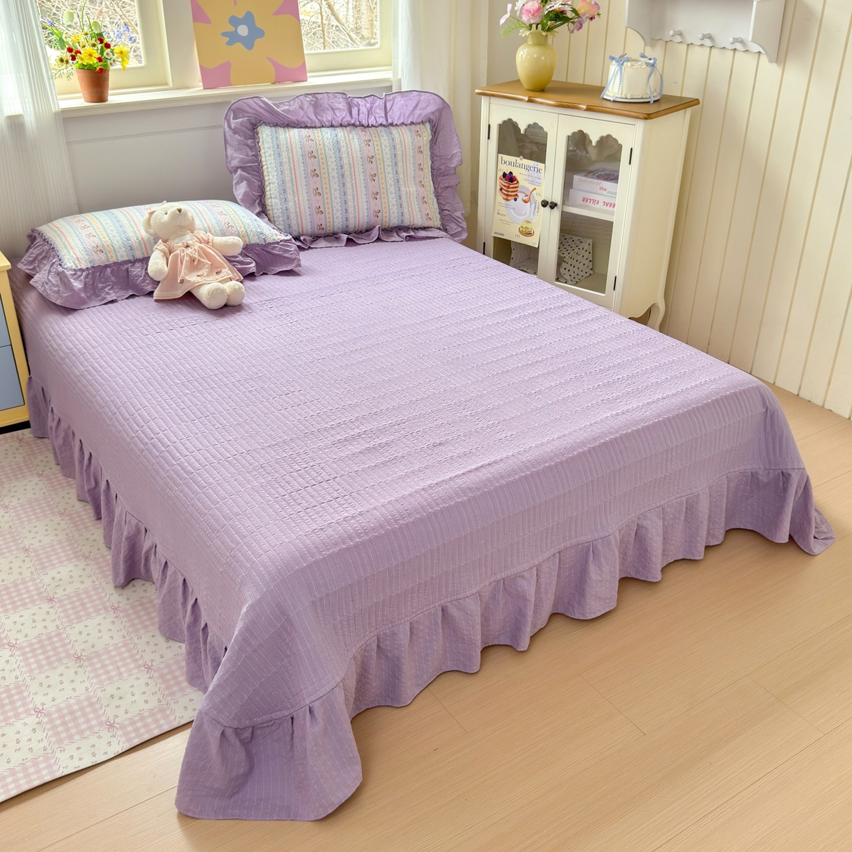 91家纺网 家纺一手货源 找家纺 禾沐 2026新款云感泡芙棉床盖夏被四件套AA款（夏被款） 甜心木马卷