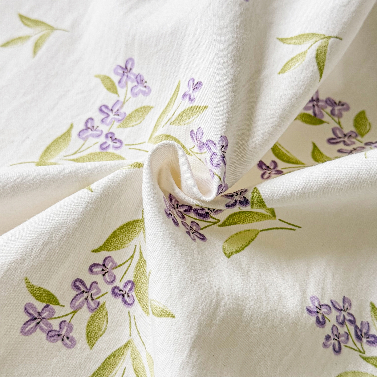 91家纺网 家纺一手货源 找家纺 铭浩家纺 2026春夏新款A类古法水洗云朵四件套 香雪蓝