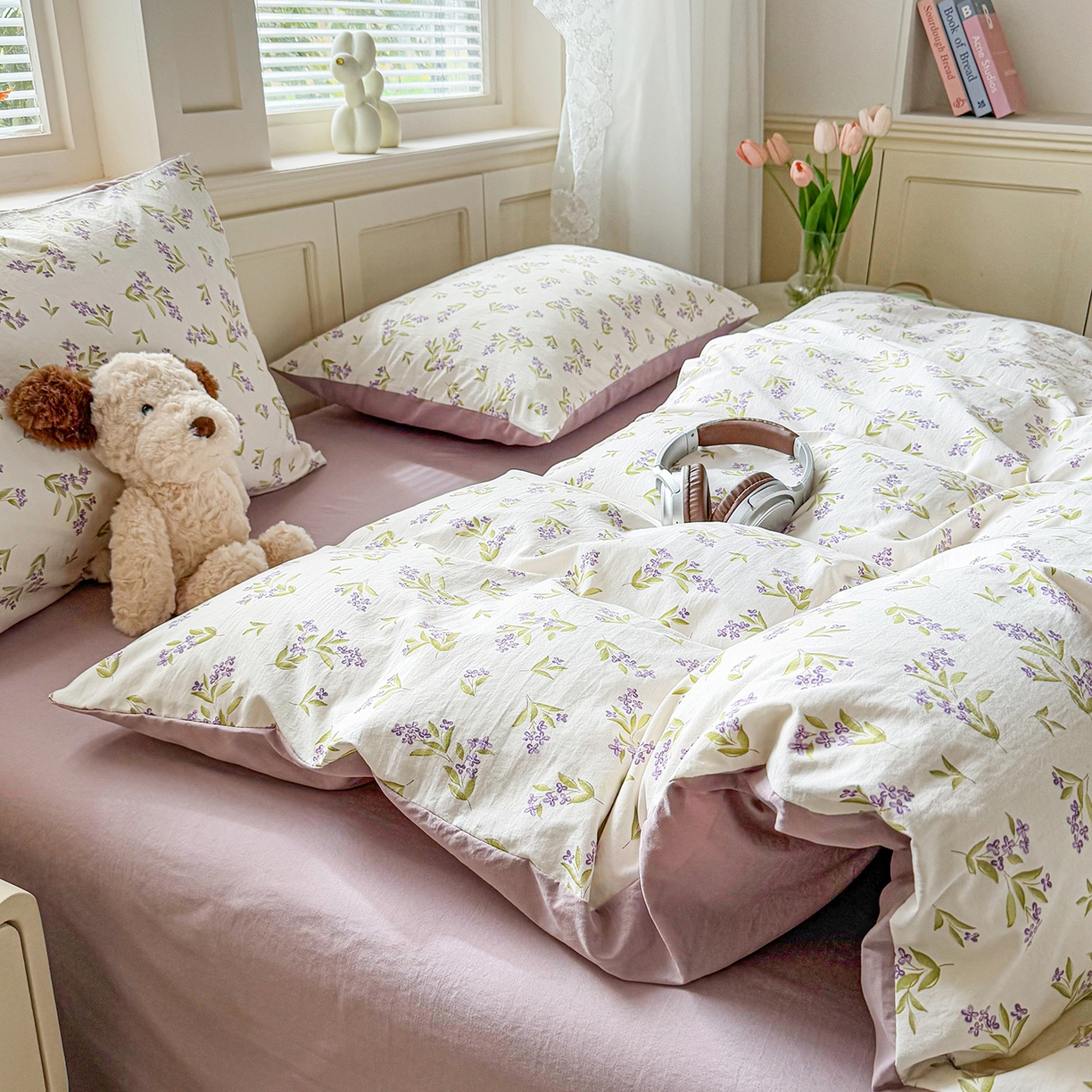 91家纺网 家纺一手货源 找家纺 铭浩家纺 2026春夏新款A类古法水洗云朵四件套 香雪蓝