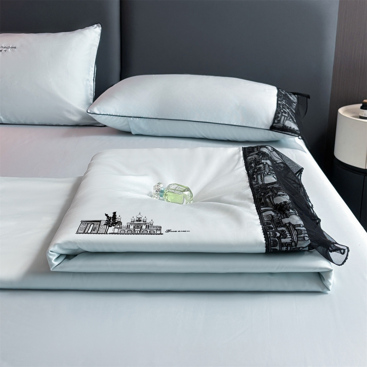 91家纺网 家纺一手货源 找家纺 （总）梵蒂莎 2026新款黑纱城堡系列60s兰精天丝夏被四件套夏凉被空调被被子被芯床单枕套床笠（需要买家秀，加微信