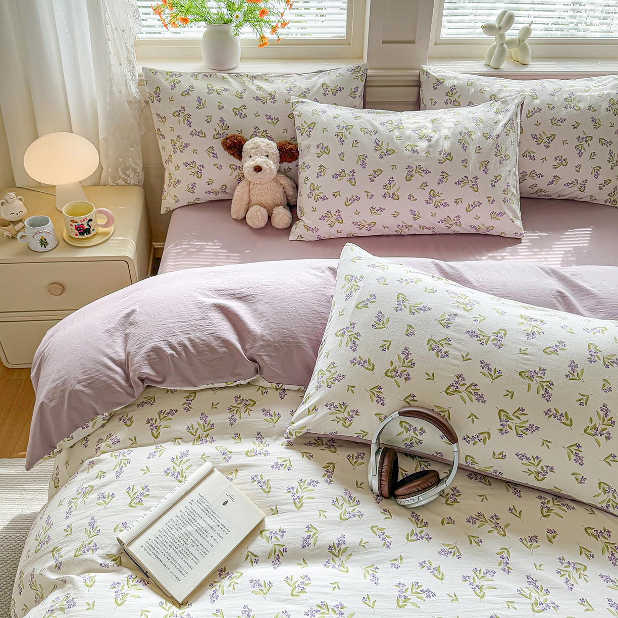 91家纺网 家纺一手货源 找家纺 铭浩家纺 2026春夏新款A类古法水洗云朵四件套 香雪蓝