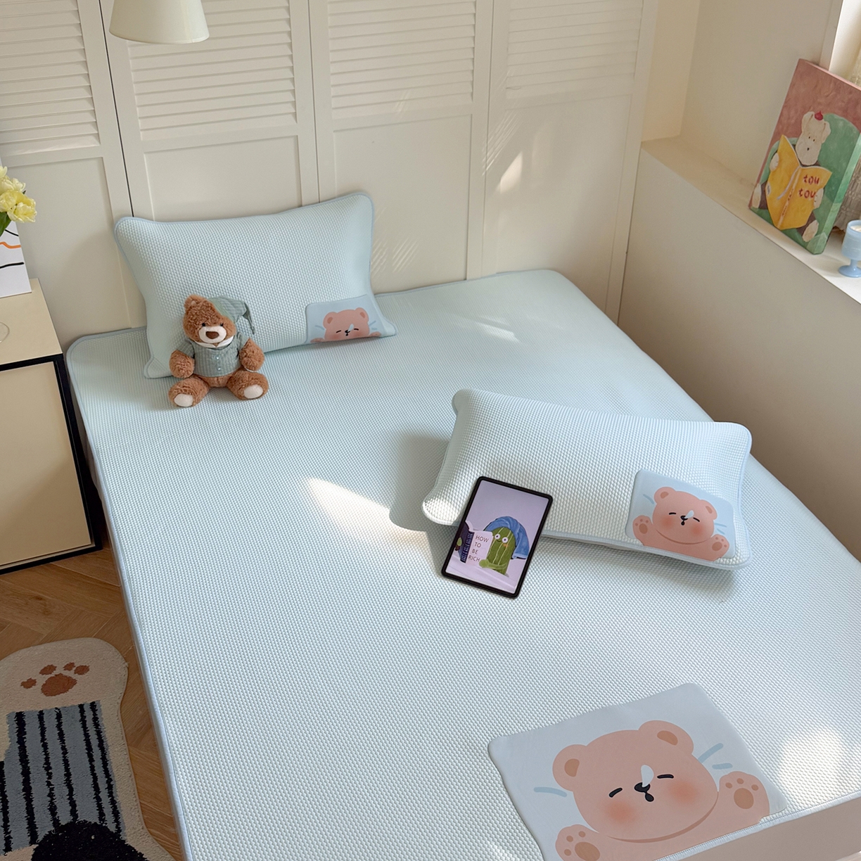 91家纺网 家纺一手货源 找家纺 （总）GUJARY古家丽 2026新款即凉萌趣中分子床笠凉席三件套-风格二