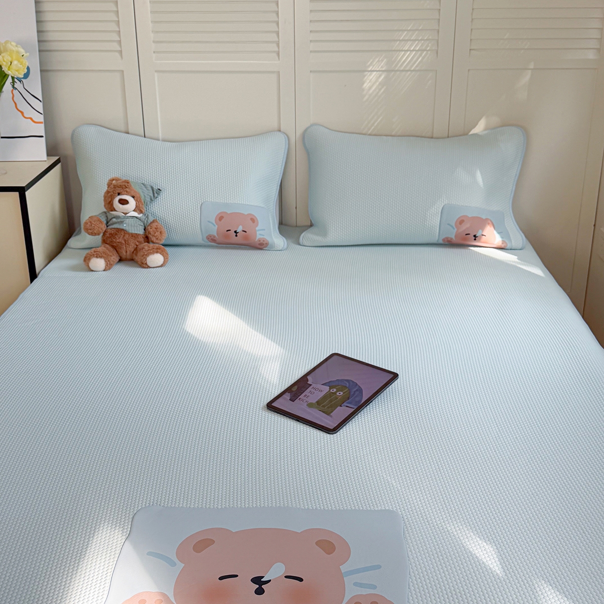 91家纺网 家纺一手货源 找家纺 （总）GUJARY古家丽 2026新款即凉萌趣中分子床笠凉席三件套-风格二