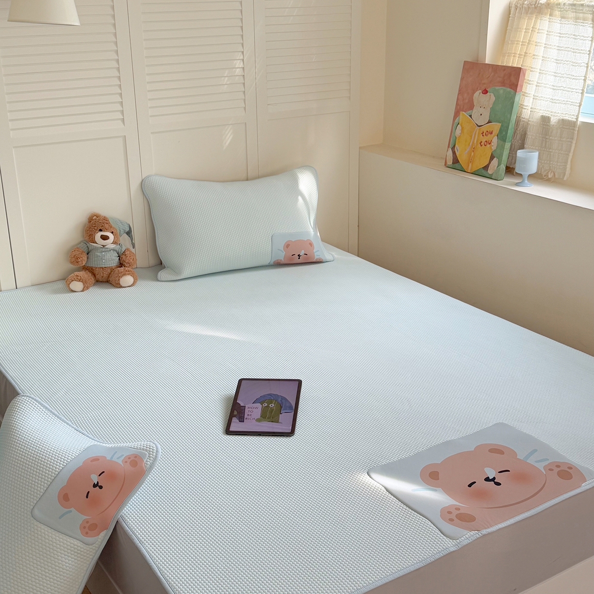 91家纺网 家纺一手货源 找家纺 （总）GUJARY古家丽 2026新款即凉萌趣中分子床笠凉席三件套-风格二