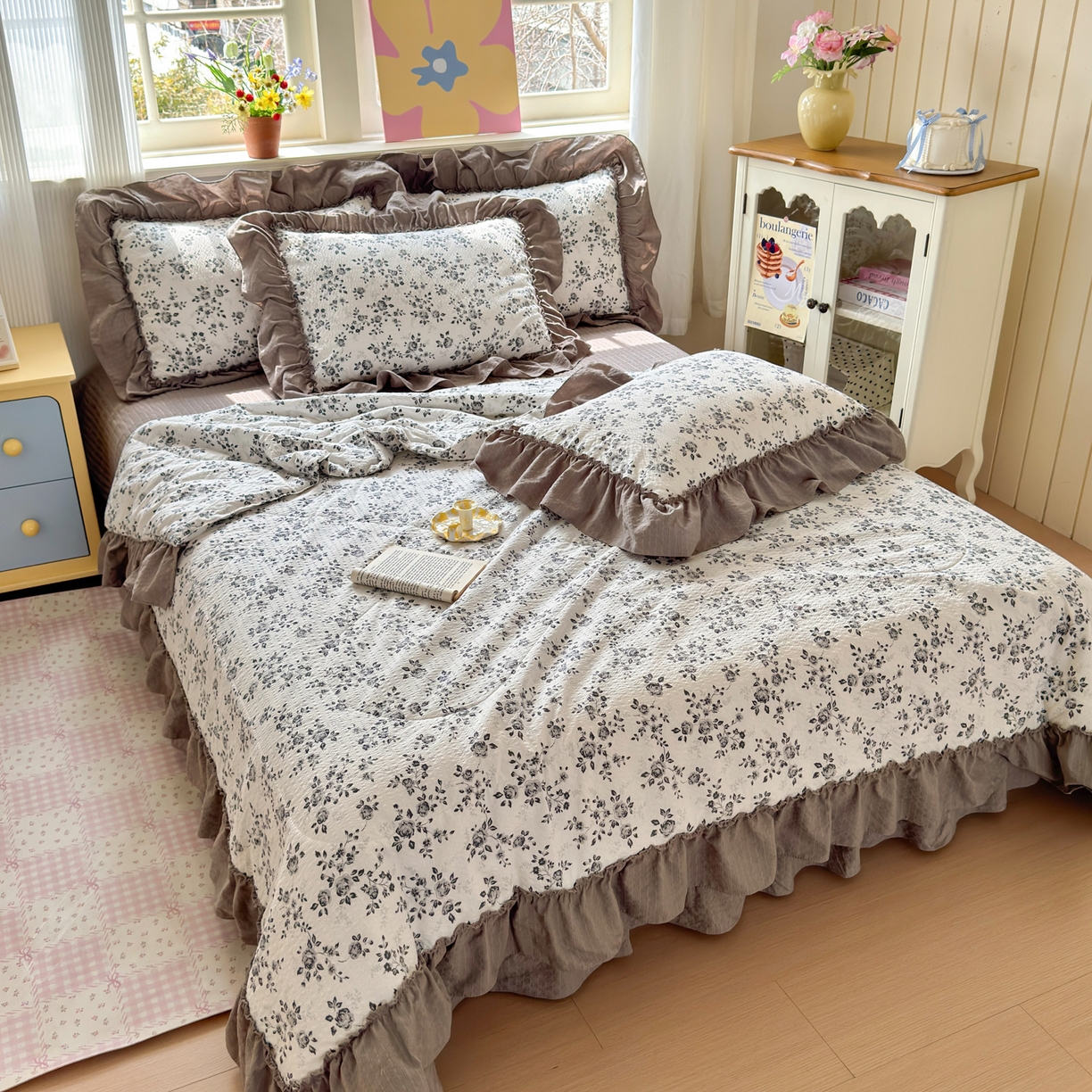 91家纺网 家纺一手货源 找家纺 禾沐 2026新款云感泡芙棉床盖夏被四件套AA款（夏被款） 只闻花香