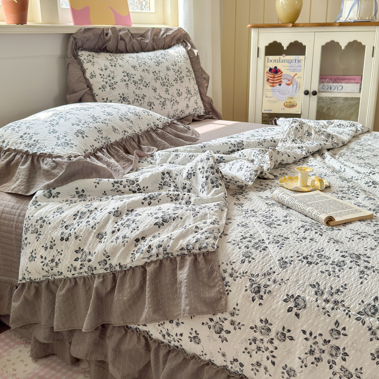 91家纺网 家纺一手货源 找家纺 禾沐 2026新款云感泡芙棉床盖夏被四件套AA款（夏被款） 只闻花香