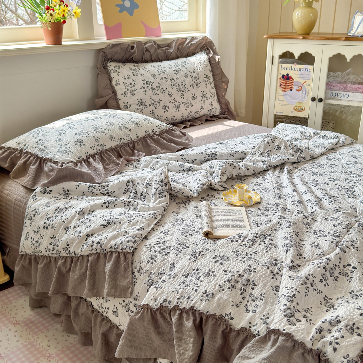 91家纺网 家纺一手货源 找家纺 禾沐 2026新款云感泡芙棉床盖夏被四件套AA款（夏被款） 只闻花香