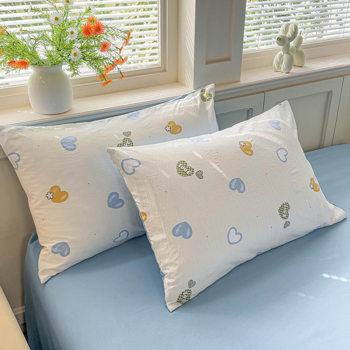 91家纺网 家纺一手货源 找家纺 铭浩家纺 2026春夏新款A类古法水洗云朵四件套 心恋之语