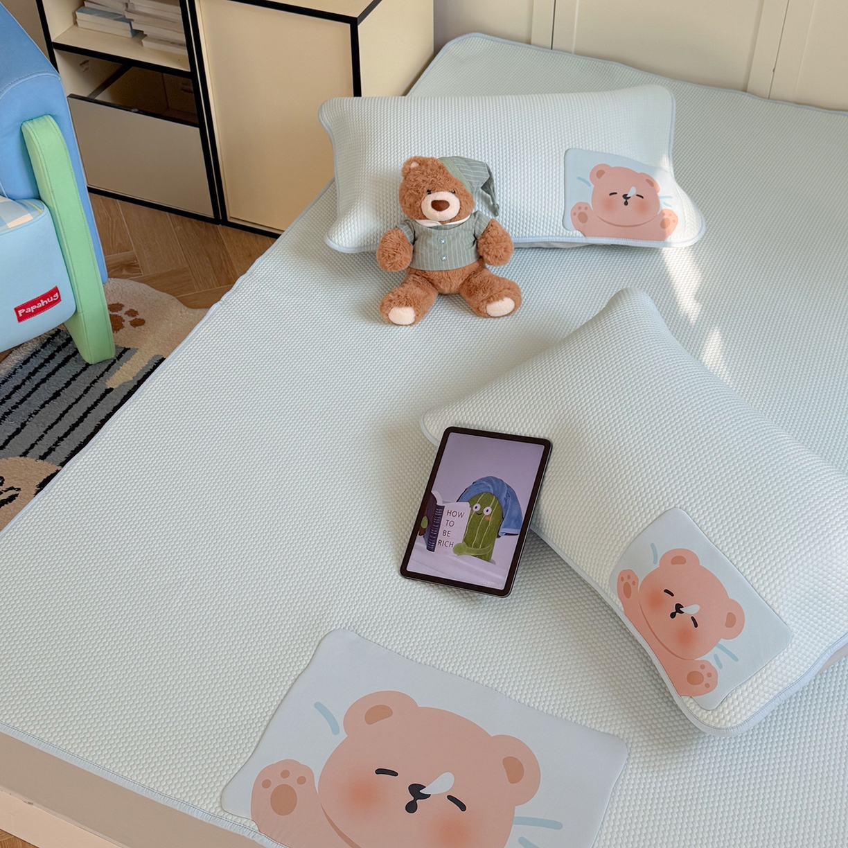 91家纺网 家纺一手货源 找家纺 （总）GUJARY古家丽 2026新款即凉萌趣中分子床笠凉席三件套-风格二