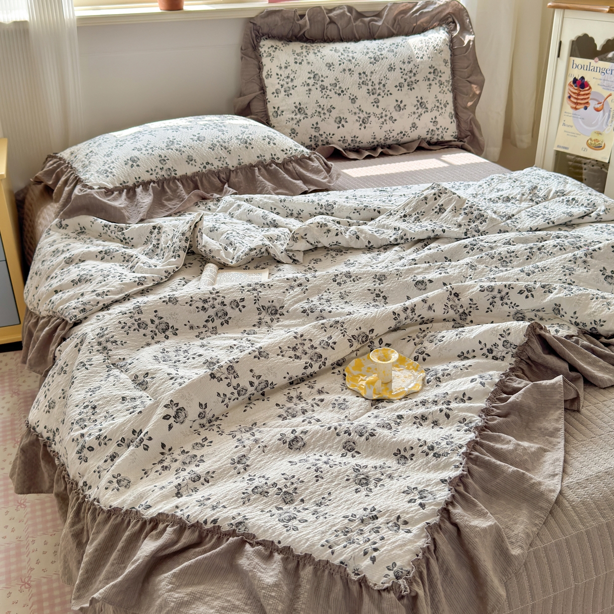 91家纺网 家纺一手货源 找家纺 禾沐 2026新款云感泡芙棉床盖夏被四件套AA款（夏被款） 只闻花香
