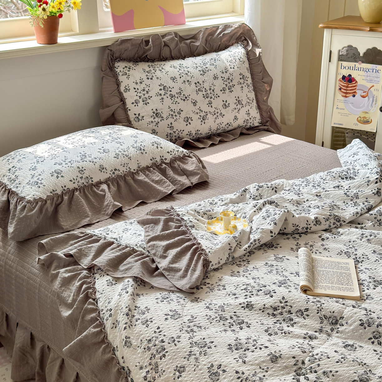 91家纺网 家纺一手货源 找家纺 禾沐 2026新款云感泡芙棉床盖夏被四件套AA款（夏被款） 只闻花香