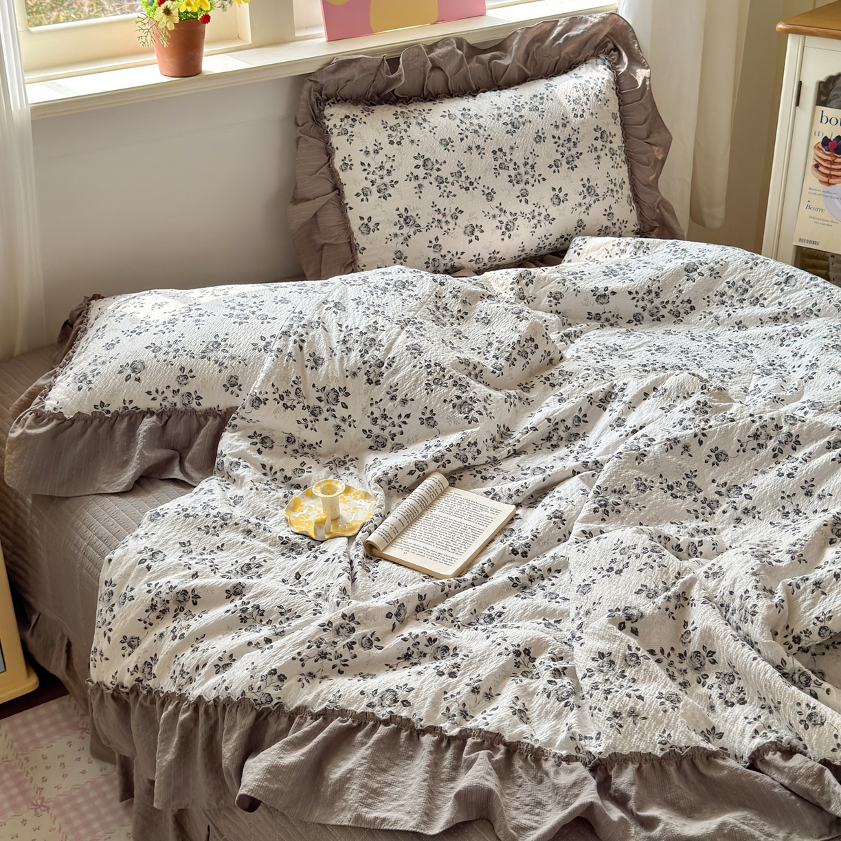 91家纺网 家纺一手货源 找家纺 禾沐 2026新款云感泡芙棉床盖夏被四件套AA款（夏被款） 只闻花香