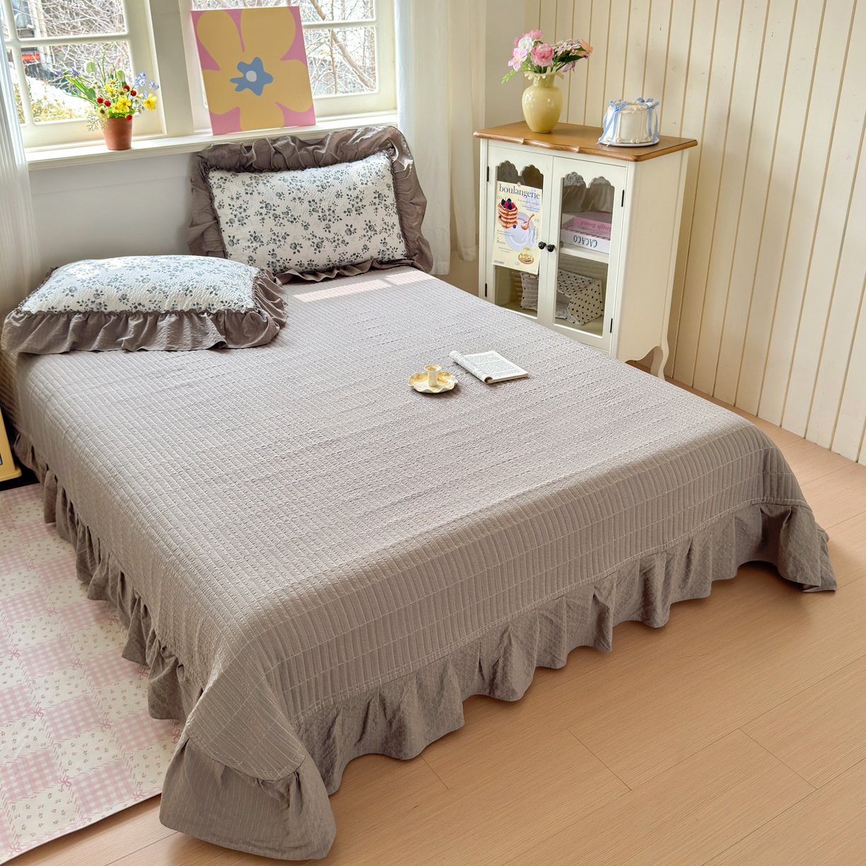 91家纺网 家纺一手货源 找家纺 禾沐 2026新款云感泡芙棉床盖夏被四件套AA款（夏被款） 只闻花香