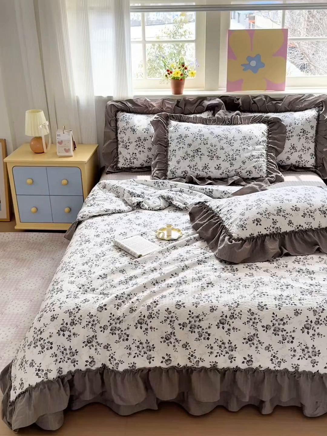 91家纺网 家纺一手货源 找家纺 禾沐 2026新款云感泡芙棉床盖夏被四件套AA款（夏被款） 只闻花香