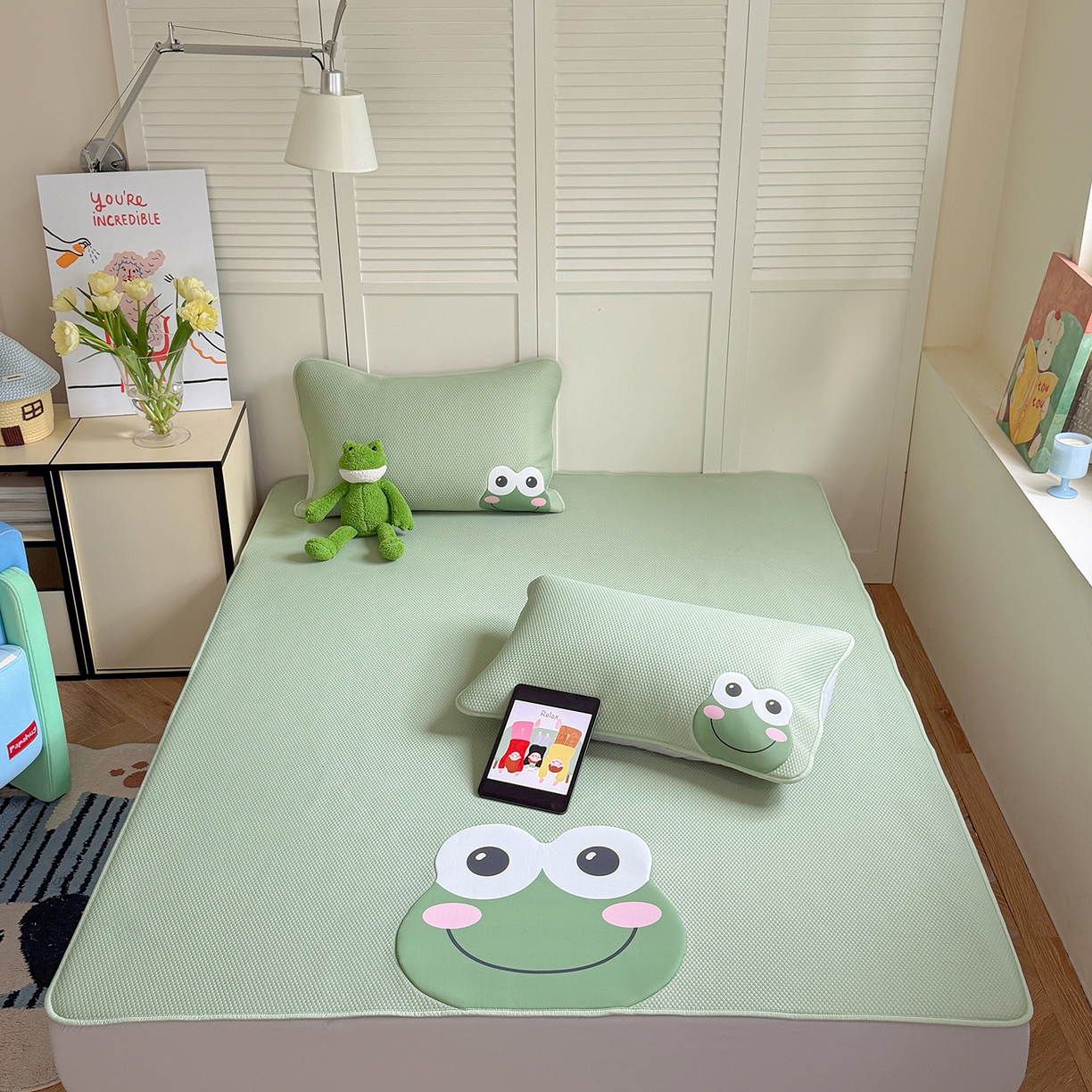 91家纺网 家纺一手货源 找家纺 （总）GUJARY古家丽 2026新款即凉萌趣中分子床笠凉席三件套-风格二