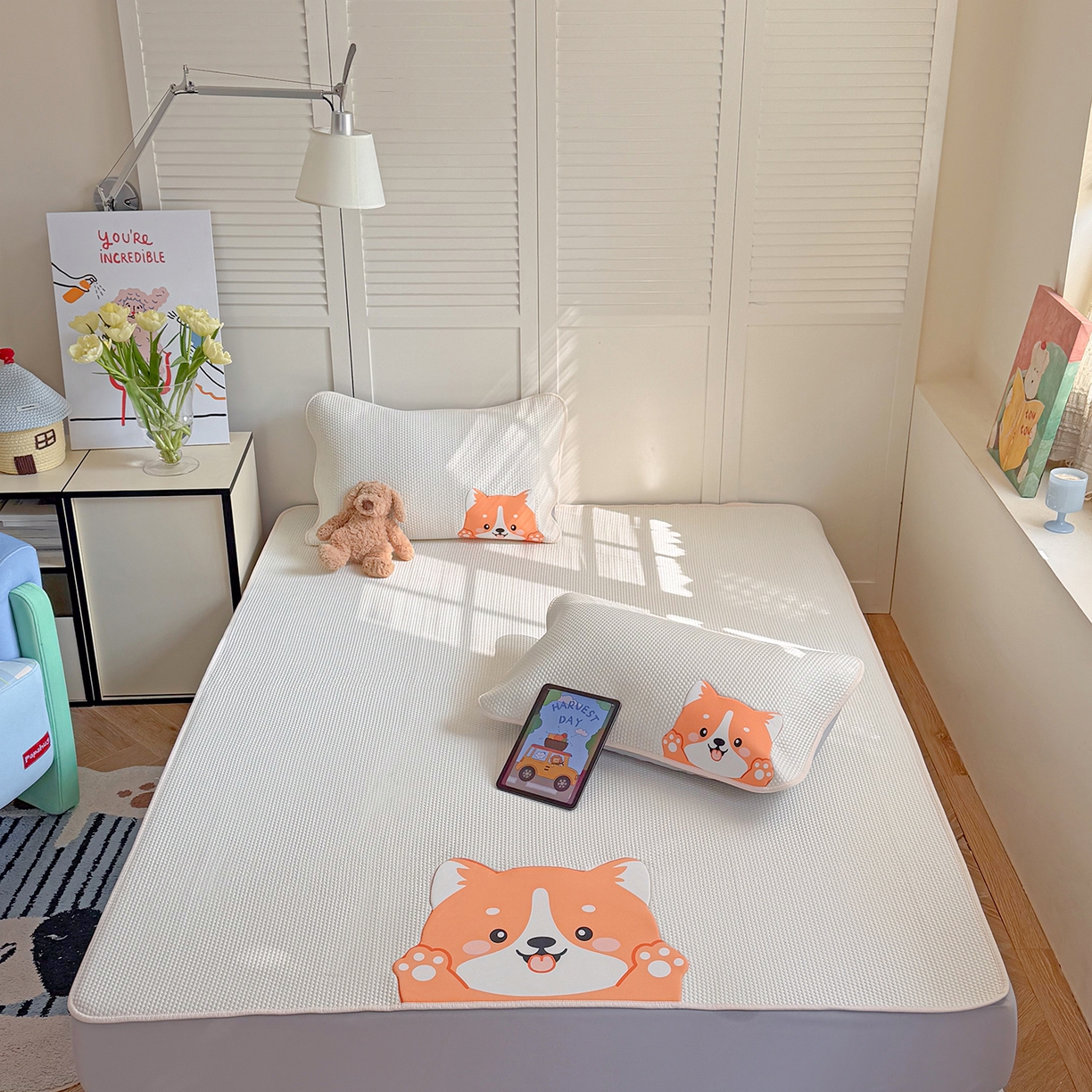 GUJARY古家丽 2026新款即凉萌趣中分子床笠凉席三件套-风格二 柴多多