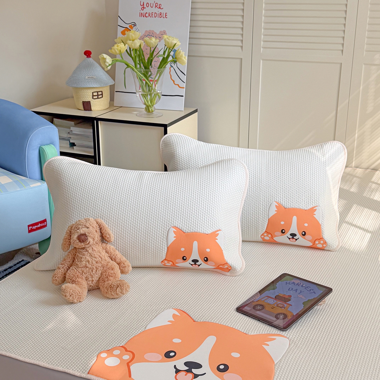 91家纺网 家纺一手货源 找家纺 GUJARY古家丽 2026新款即凉萌趣中分子床笠凉席三件套-风格二 柴多多