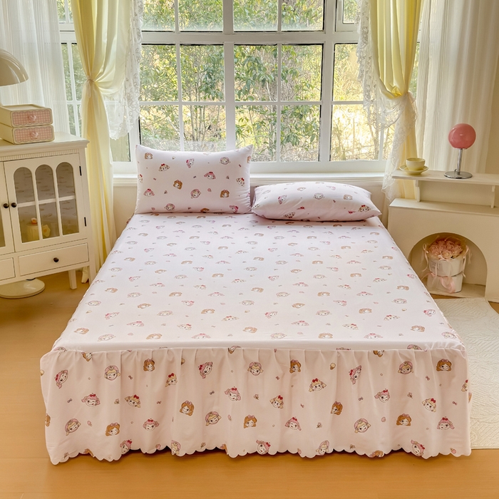 91家纺网 家纺一手货源 找家纺 莎臣豹 2026新款植物羊绒单品单件单床裙可配床裙三件套可爱多糖