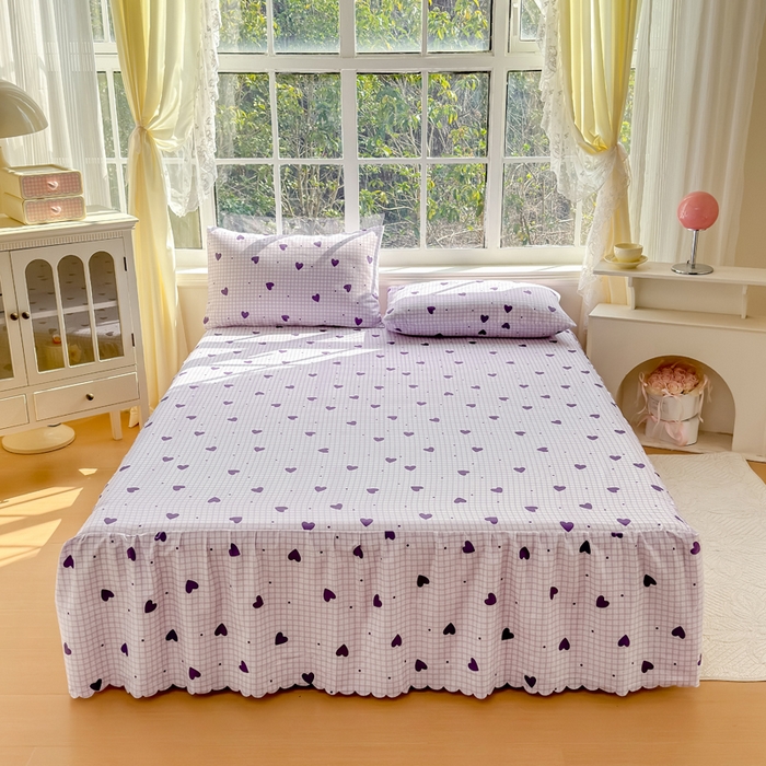 91家纺网 家纺一手货源 找家纺 莎臣豹 2026新款植物羊绒单品单件单床裙可配床裙三件套恋慕格