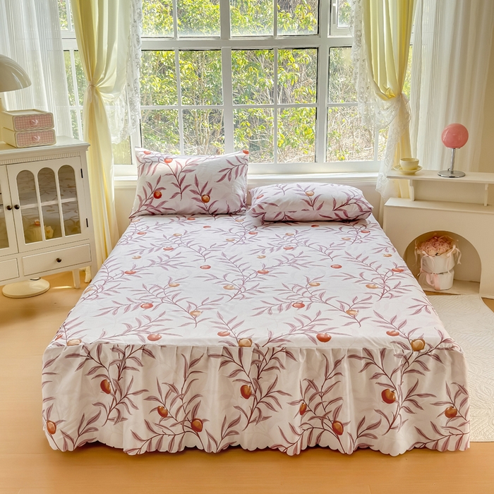 91家纺网 家纺一手货源 找家纺 莎臣豹 2026新款植物羊绒单品单件单床裙可配床裙三件套蜜桃时节紫