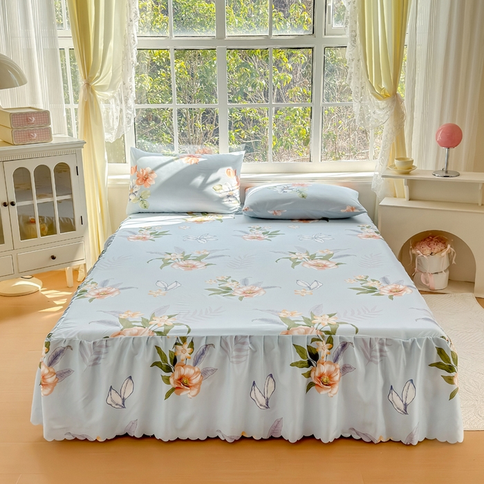 91家纺网 家纺一手货源 找家纺 莎臣豹 2026新款植物羊绒单品单件单床裙可配床裙三件套蜜幽居