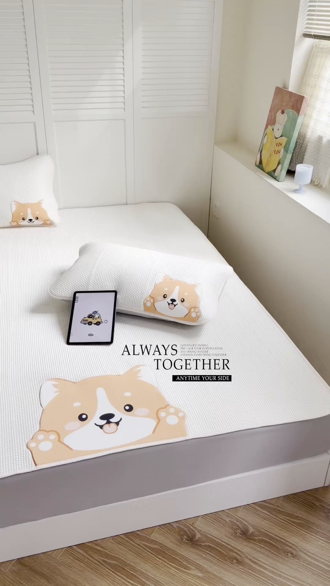 91家纺网 家纺一手货源 找家纺 GUJARY古家丽 2026新款即凉萌趣中分子床笠凉席三件套-风格二 柴多多